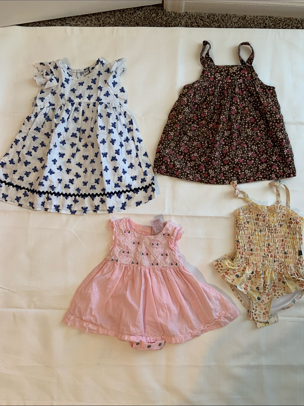 12 months bundle Carter's Pink Embroidered Ruffle Romper Dress 4 pieces